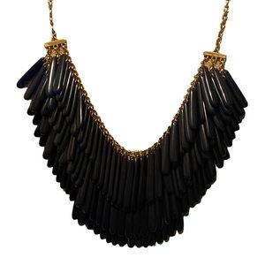 JOAN RIVERS Classics Collection Faux Onyx Lucite Statement Bib Necklace.